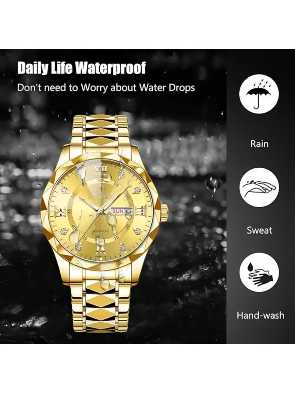 Men's Silver And Blue Analog Stainless Steel Roman Numeral Diamond Luxury Watch